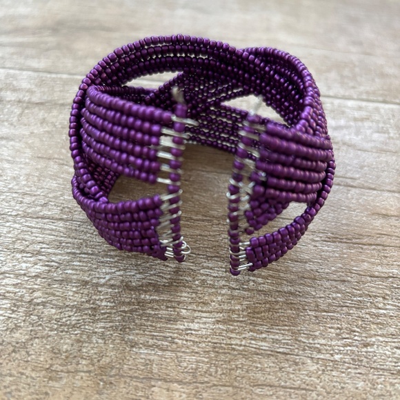 Beaded Wire Cuff Bracelet - Picture 2 of 5